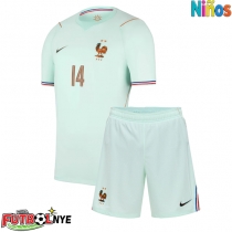 Camiseta Francia Adrien Rabiot #14 Visitante Equipación para niños Mundial 2026 manga corta (+ pantalones cortos)